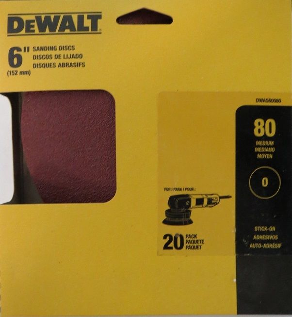 Dewalt DWAS60080 6" Sanding Discs 80 Grit 20 Pack