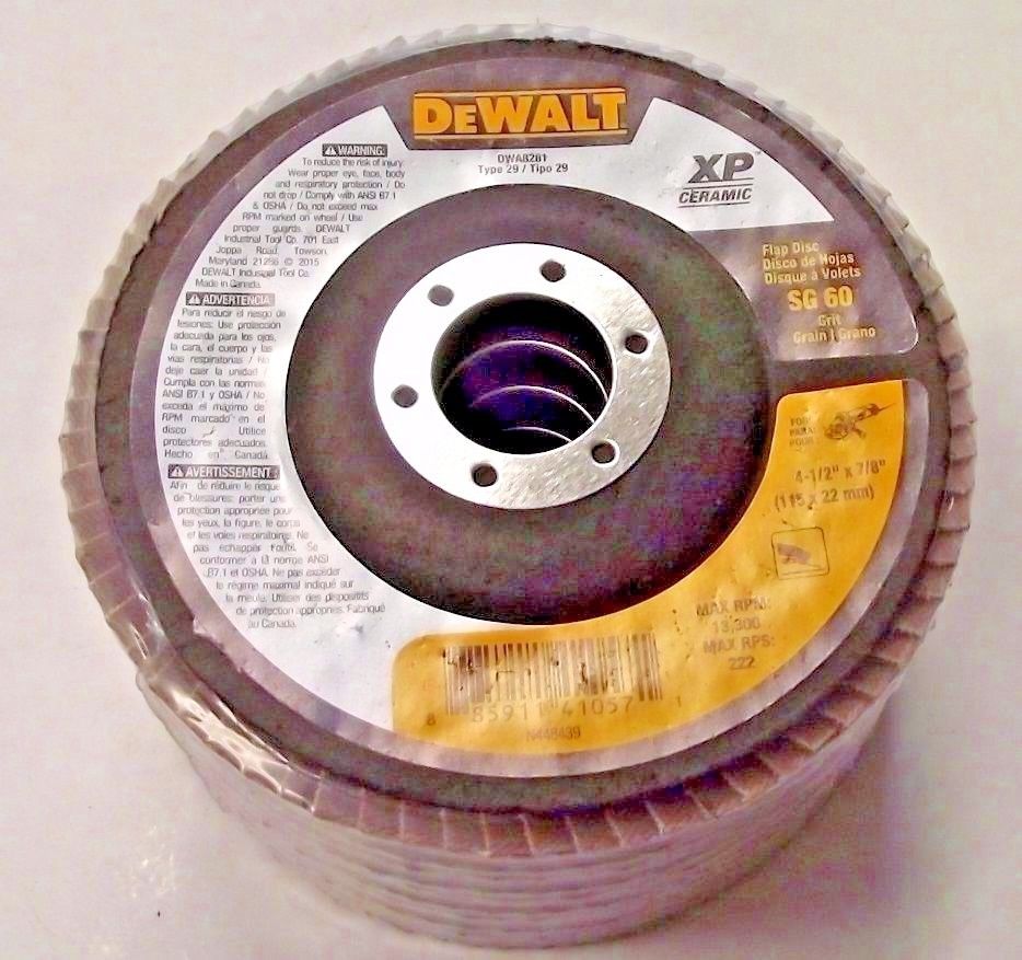 Dewalt DWA8281 4-1/2" x 7/8" 60 Grit T29 XP Ceramic Flap Discs 5 Pack