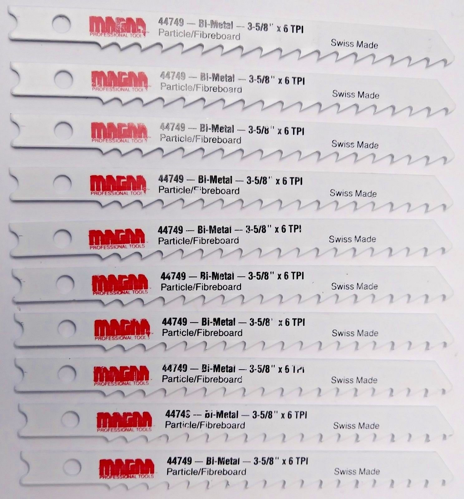 Magna 44749 3-5/8" x 6 TPI Particle / Fiberboard Cutting Jig Saw Blades 10pcs