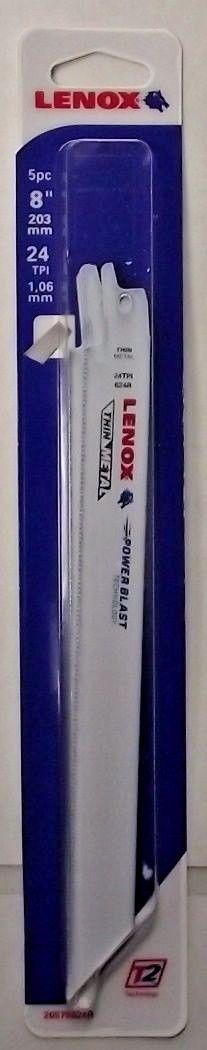 Lenox 20579824R 8" x 24TPI Reciprocating Metal Cutting Sawzall Blades USA 5 Pack