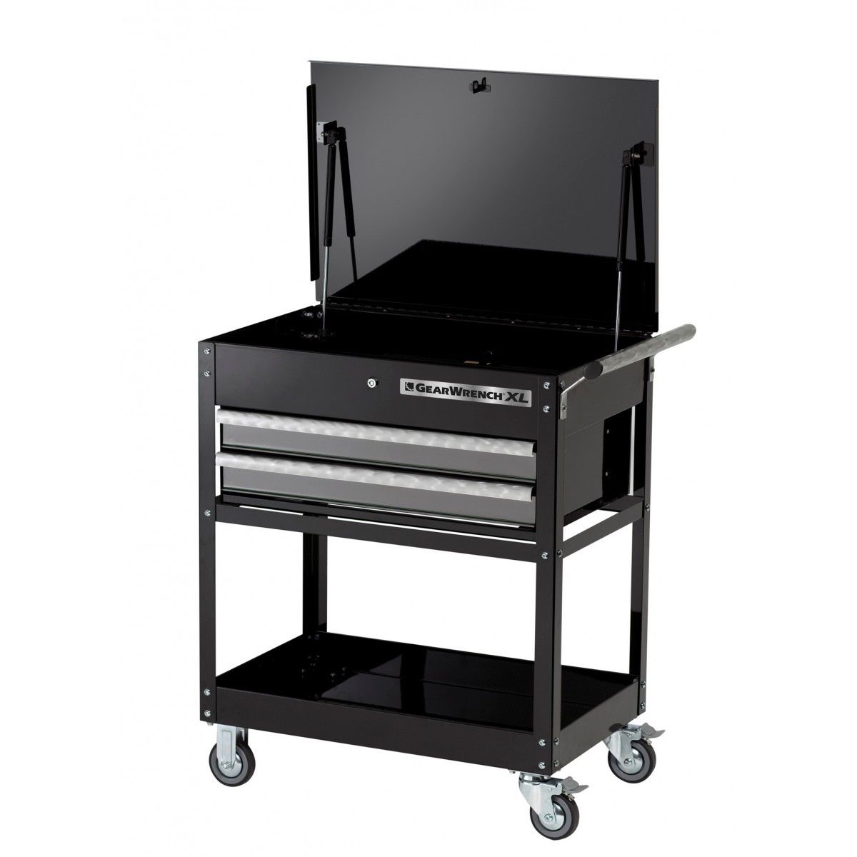 GearWrench 83152 2 Drawer Tool Cart Gas Shocks Powder Coated Black Lock Casters