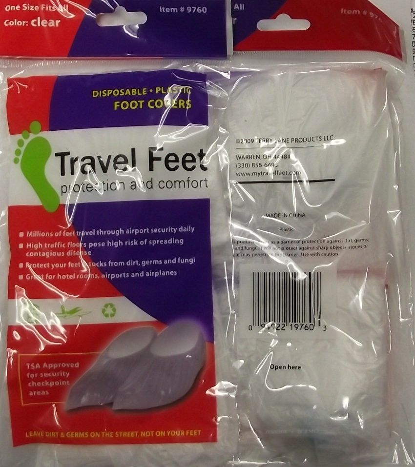 Travel Feet 9760 Disposable Clear Foot Covers TSA Approved 8(2PKS)