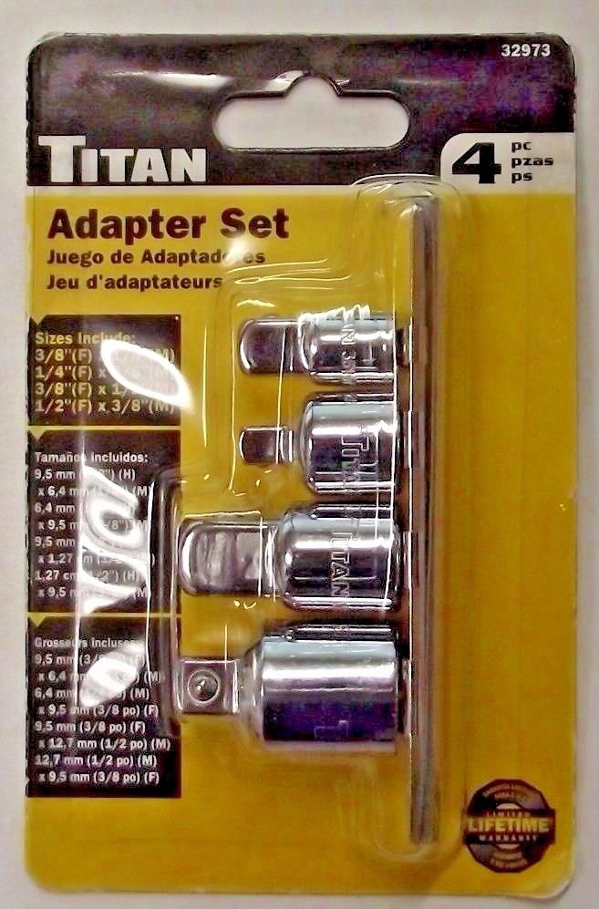 Titan 32973 4-Piece Socket Adapter Set 16104