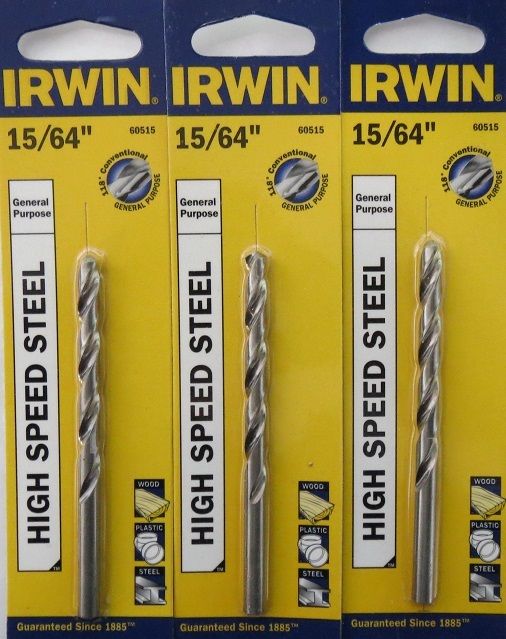 Irwin 60515 15/64" Jobber Length HSS Drill Bit 3 Packs
