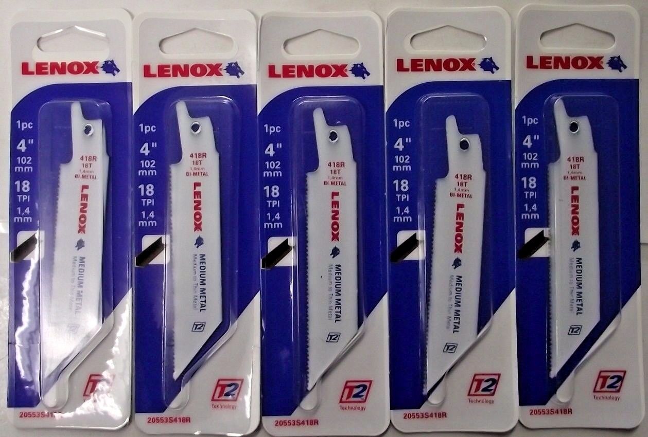 Lenox 20553S418R 4" x 18 TPI Bi Metal Reciprocating Saw Blades 5 Packs USA