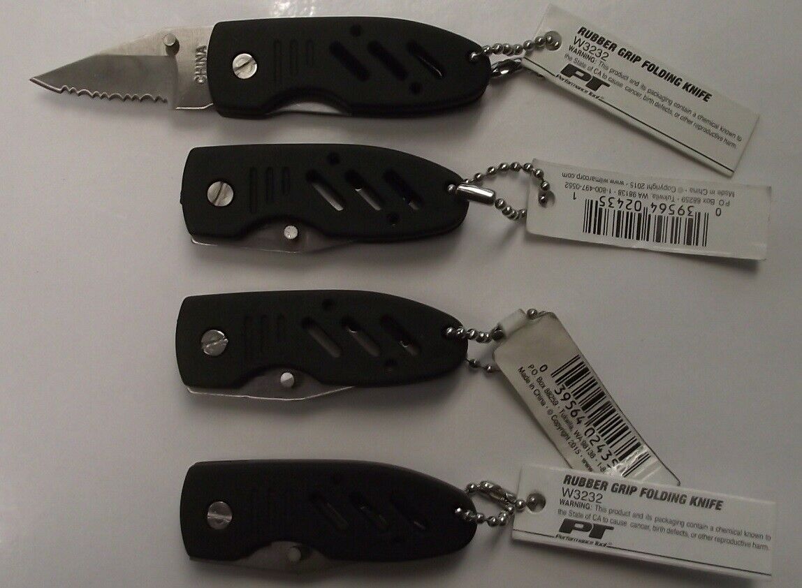 Performance Tool W3232 Mini Folding Pocket Knife 3-7/8" Overall Length 4pcs