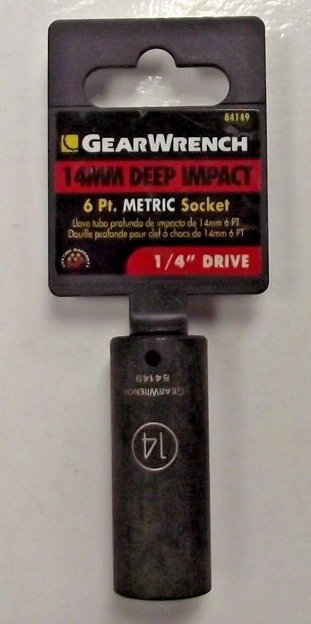 GearWrench 84149 1/4" Drive 6 Point Deep Impact Metric Socket 14mm
