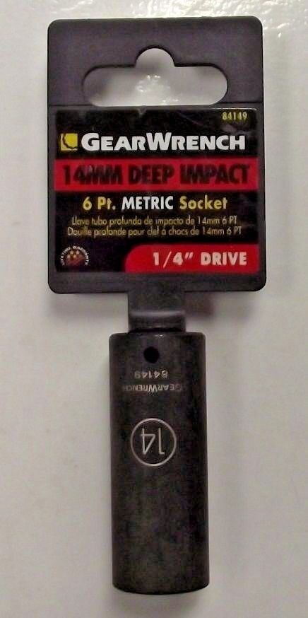 GearWrench 84149 1/4" Drive 6 Point Deep Impact Metric Socket 14mm