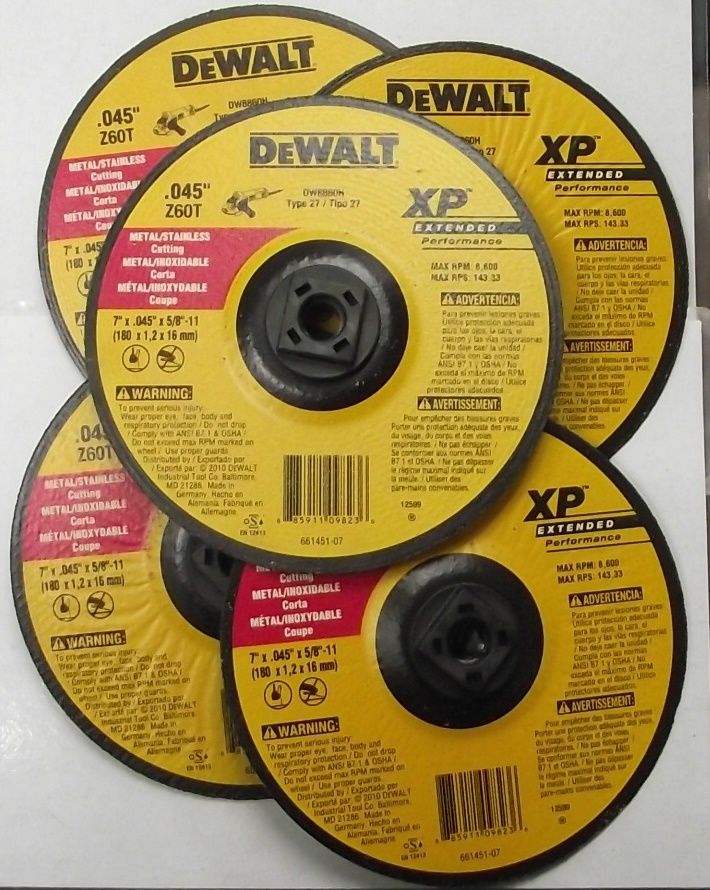 DEWALT DW8860H 7" x .045"  x 5/8-11 Metal Stainless XP Cutting Wheel 5pcs