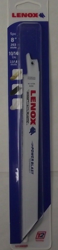LENOX 12130835R 8" x 10/14 TPI Bi-Metal Recip Saw Blades 5pk USA