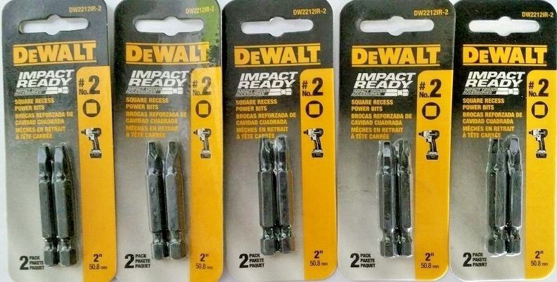 DeWalt DW2212IR-2 #2 Square Recess Bit Tip Impact Ready (5) Packs of 2