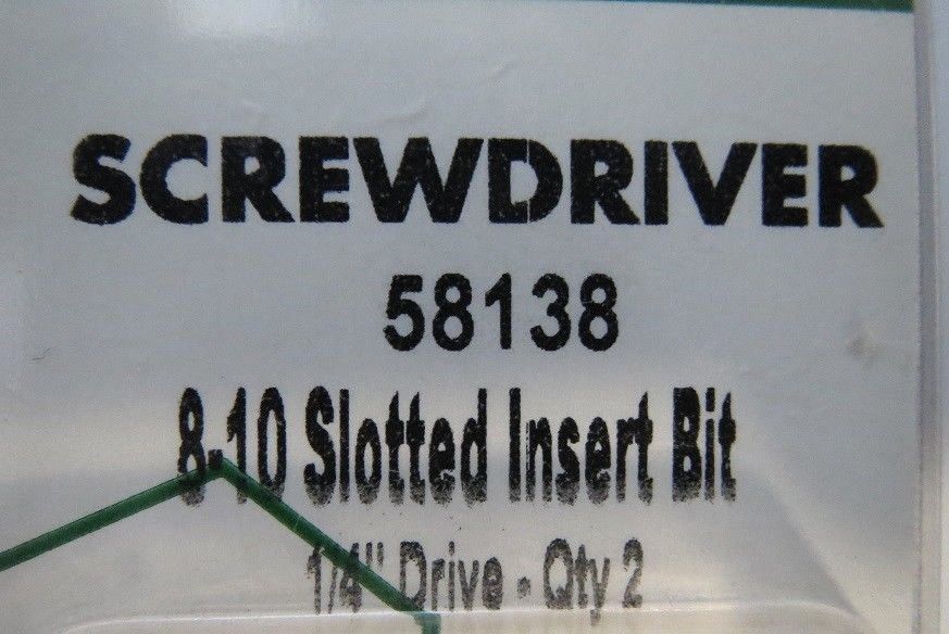 Allen 58138 2 PK 8-10 Screwdriver Slotted Insert Bits 1/4" Drive 2 Packs USA