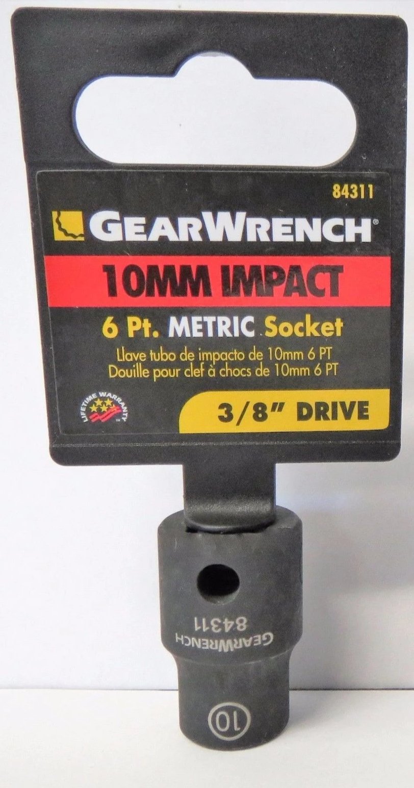 GearWrench 84311 3/8" Drive 10mm 6 Point Impact Socket 2PCS