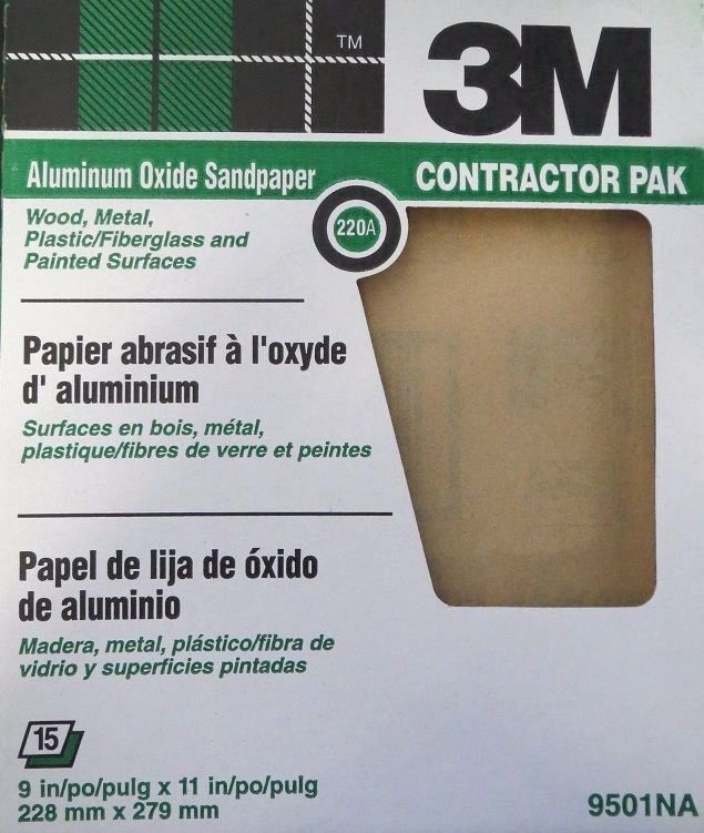 3M 9501NA Sandpaper 220A grit  9x11" 15pc Aluminum Oxide
