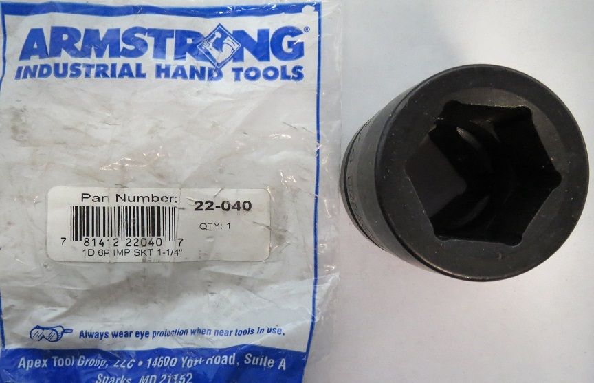 Armstrong 22-040 1-1/4" 1" Drive 6PT Impact Socket USA