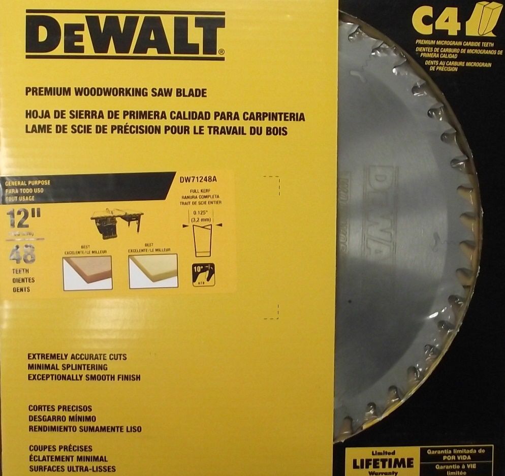 DEWALT DW71248A 12 X 48 Tooth X 10 Degree ATB Saw Blade USA