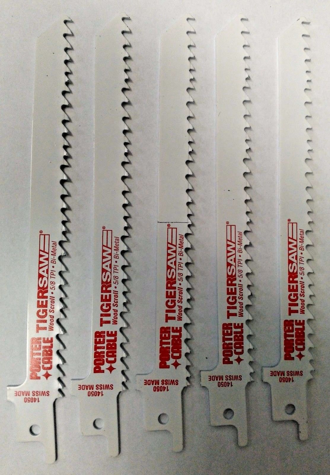 Porter Cable 6" 5/8TPI  Bi-Metal Reciprocating Tiger Saw Blades 14050-5