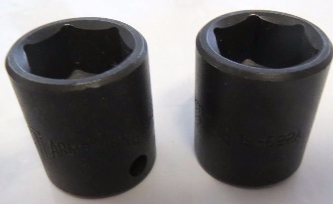 Armstrong 19-622A 11/16" 3/8" Drive Impact Socket 6pt. USA 2 Pcs