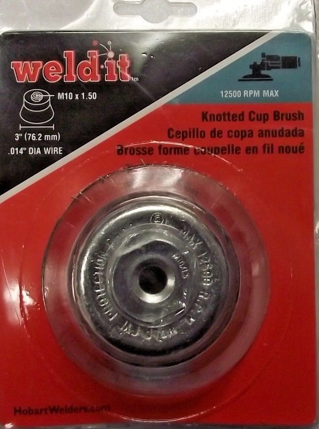 Hobart 770382 3" Knotted Cup Brush M10 x 1.50 .014 Dia Wire