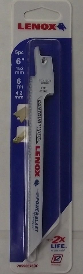 Lenox 20556676RC 6" x 6TPI Reciprocating Saw Blades Contour Wood (5 PK) USA