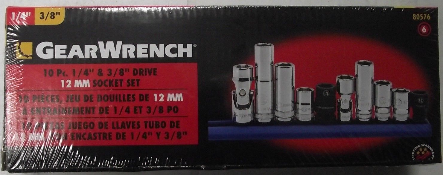 Gearwrench 80576 10 Piece 1/4" and 3/8" Drive 12mm Socket Set