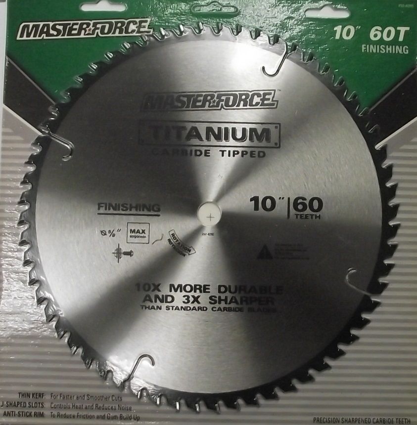 Masterforce 252-8292 10" x 60 Tooth Titanium Carbide Saw Blade
