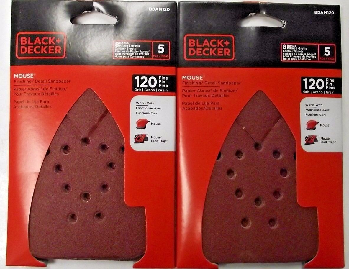Black & Decker BDAM120 5 Pack Mouse Sandpaper 120 Grit 2PKS