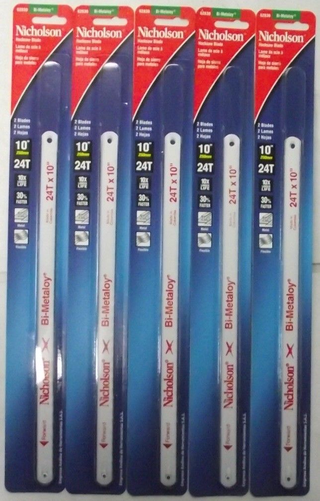 Nicholson 62830 10" x 24TPI Hacksaw Blades Bi-Metaloy (10blades) 5-2packs