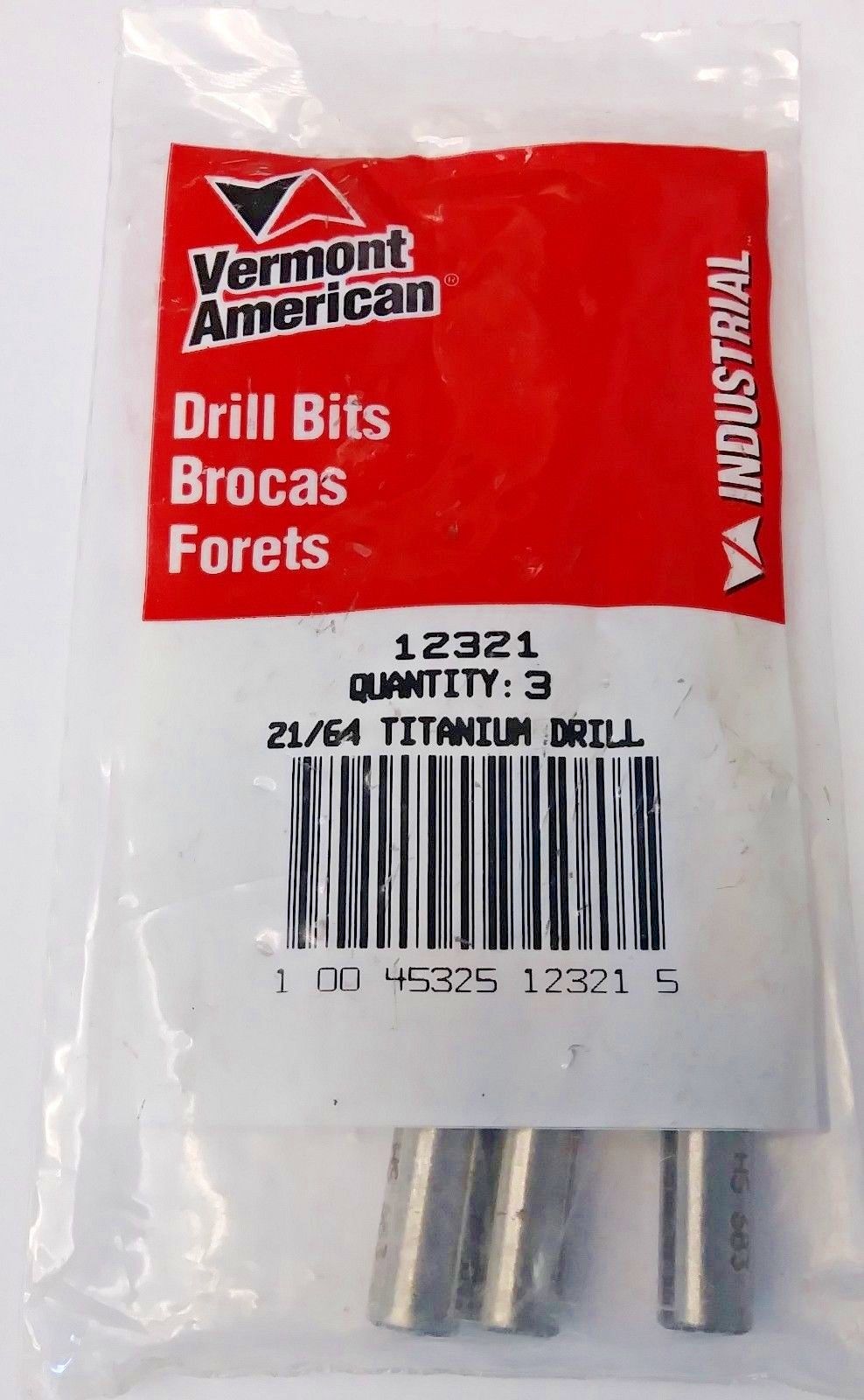 Vermont American 12321 21/64" Titanium Drill Bits 3 Pack