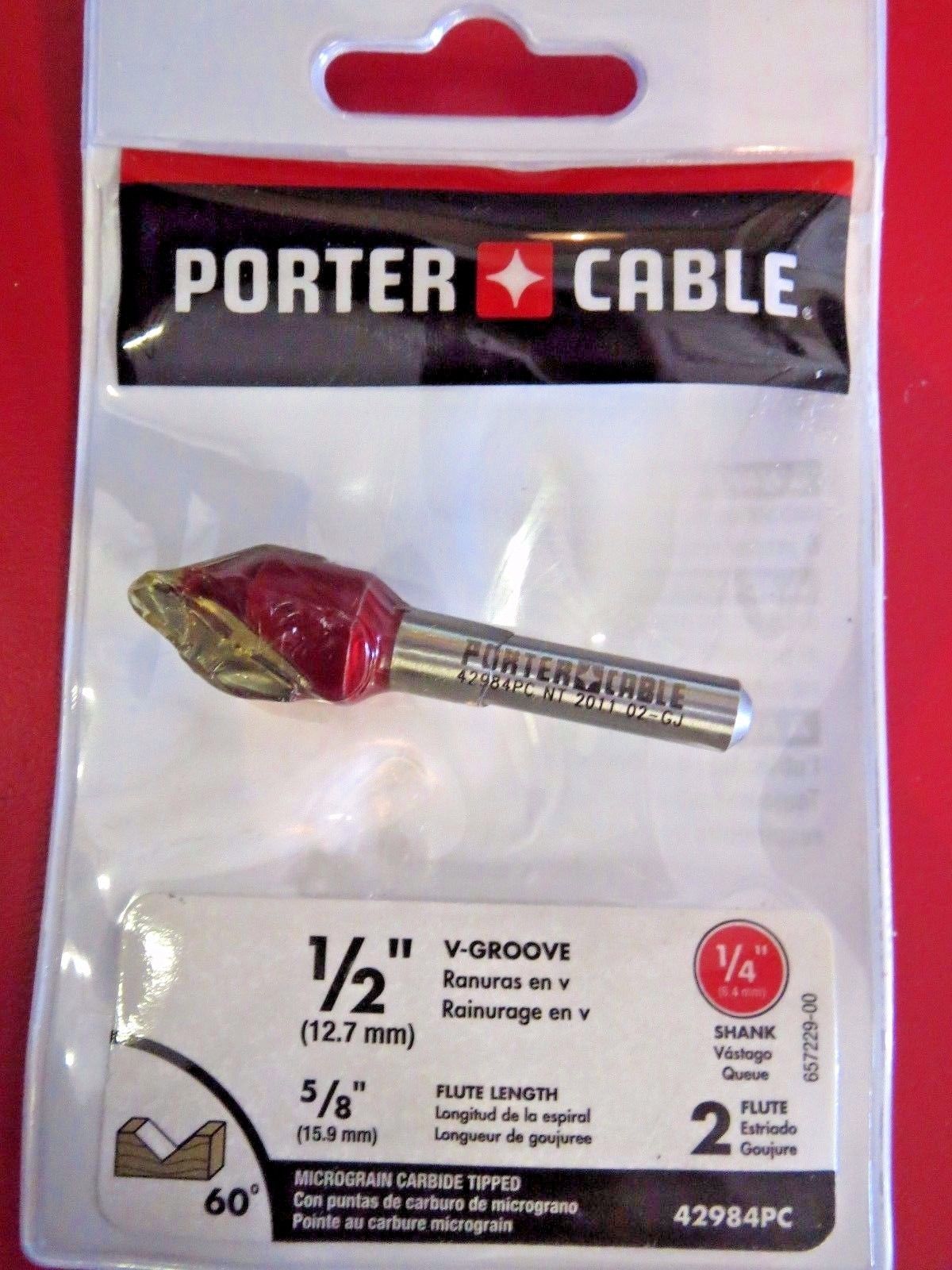 Porter Cable 42984PC 1/2" 60 V-Groove Router Bit 1/4 Shank
