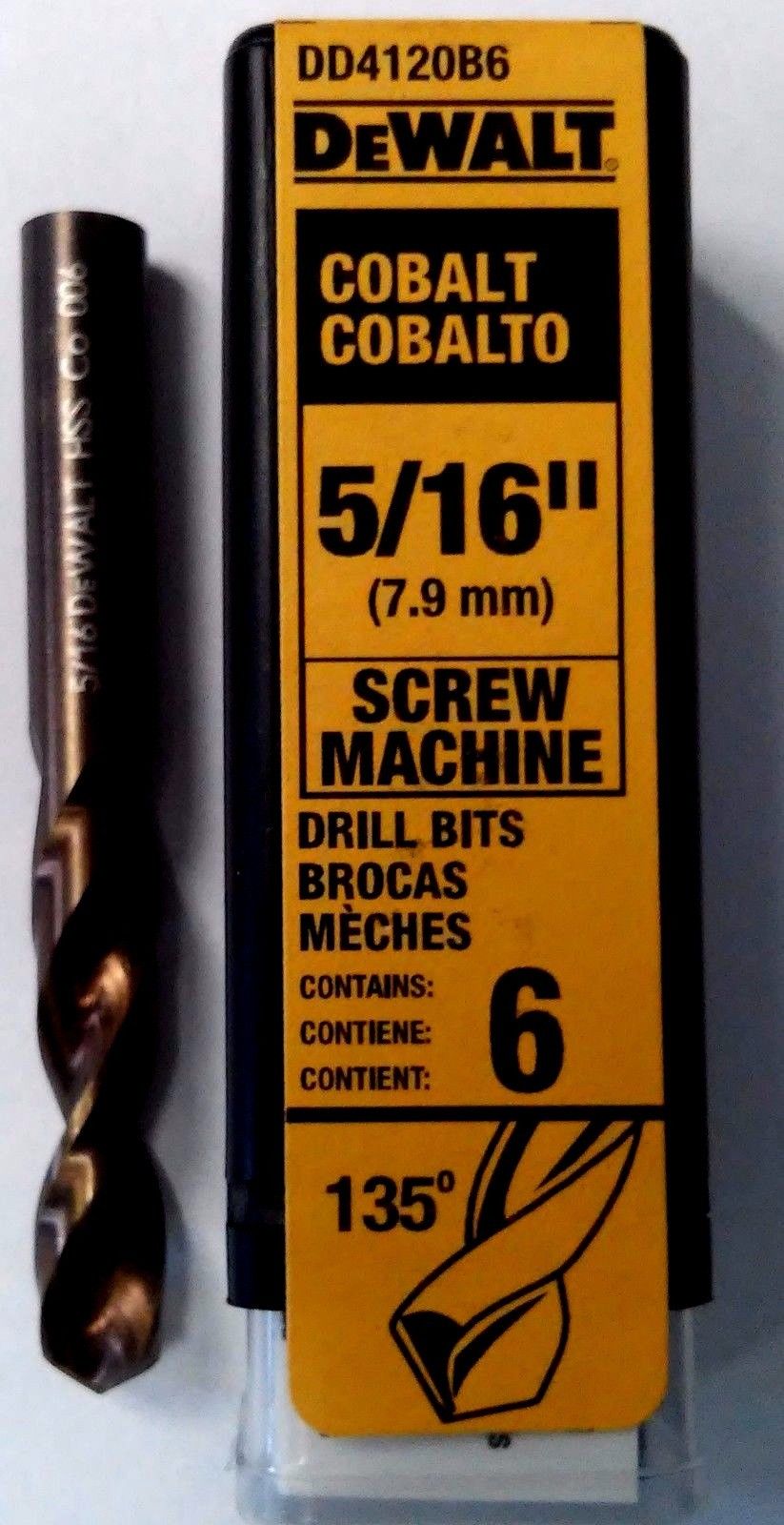 DeWalt DD4120B6 5/16" Cobalt Screw Machine Drill Bits 6Pcs. Germany