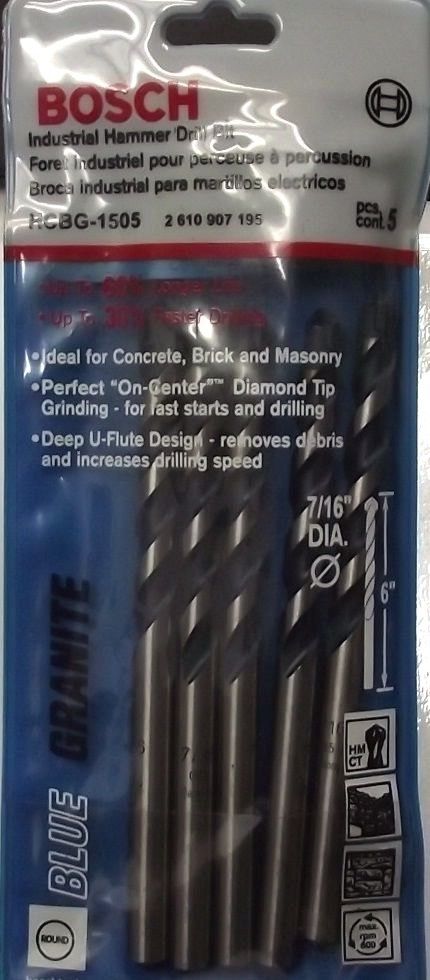 Bosch HCBG-1505 Blue Granite 5 Pack 7/16" X 6" Hammer Drill Bit Germany