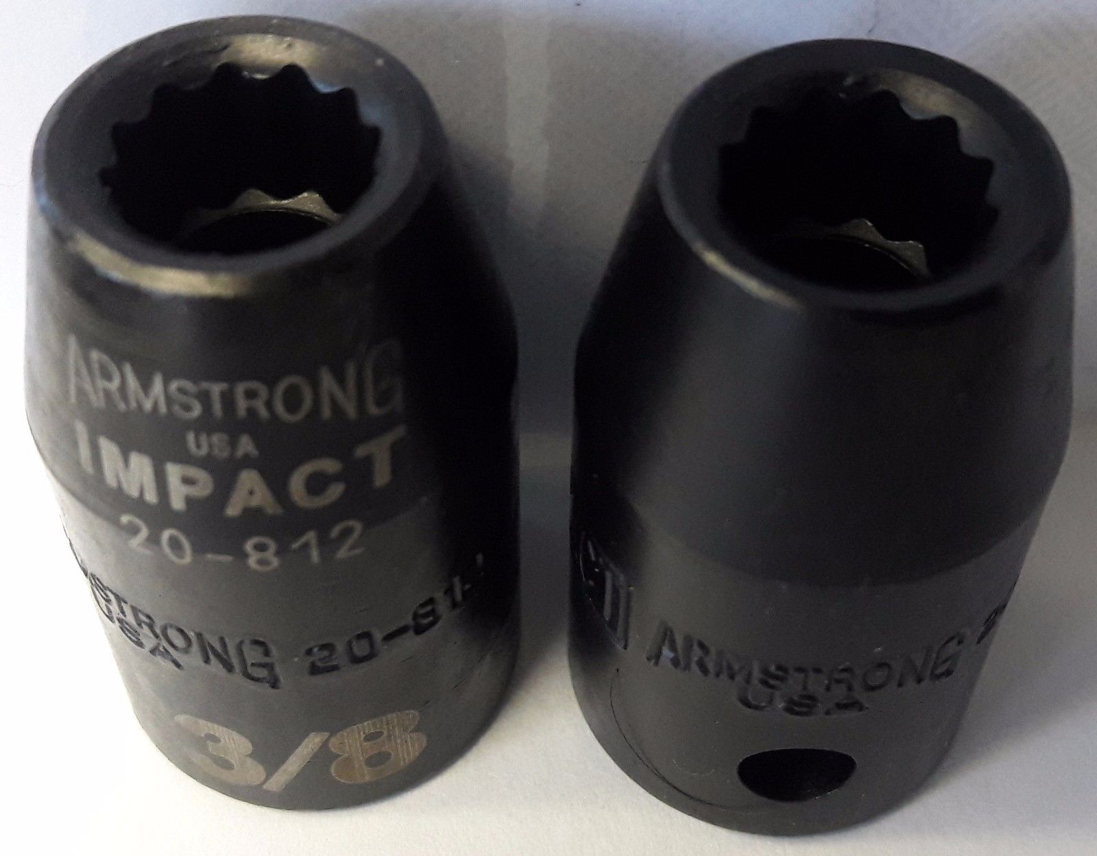 Armstrong 20-812 1/2" Drive 3/8" Impact Socket 12pt. USA 2PCS
