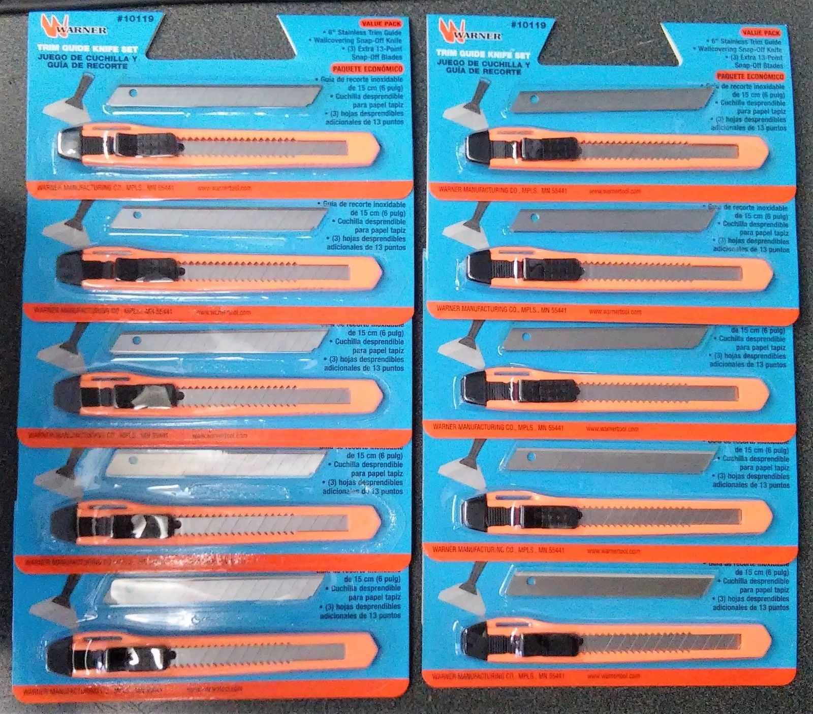 Warner 10119 Trim Guide Snap Off Knife Set 10 Packs