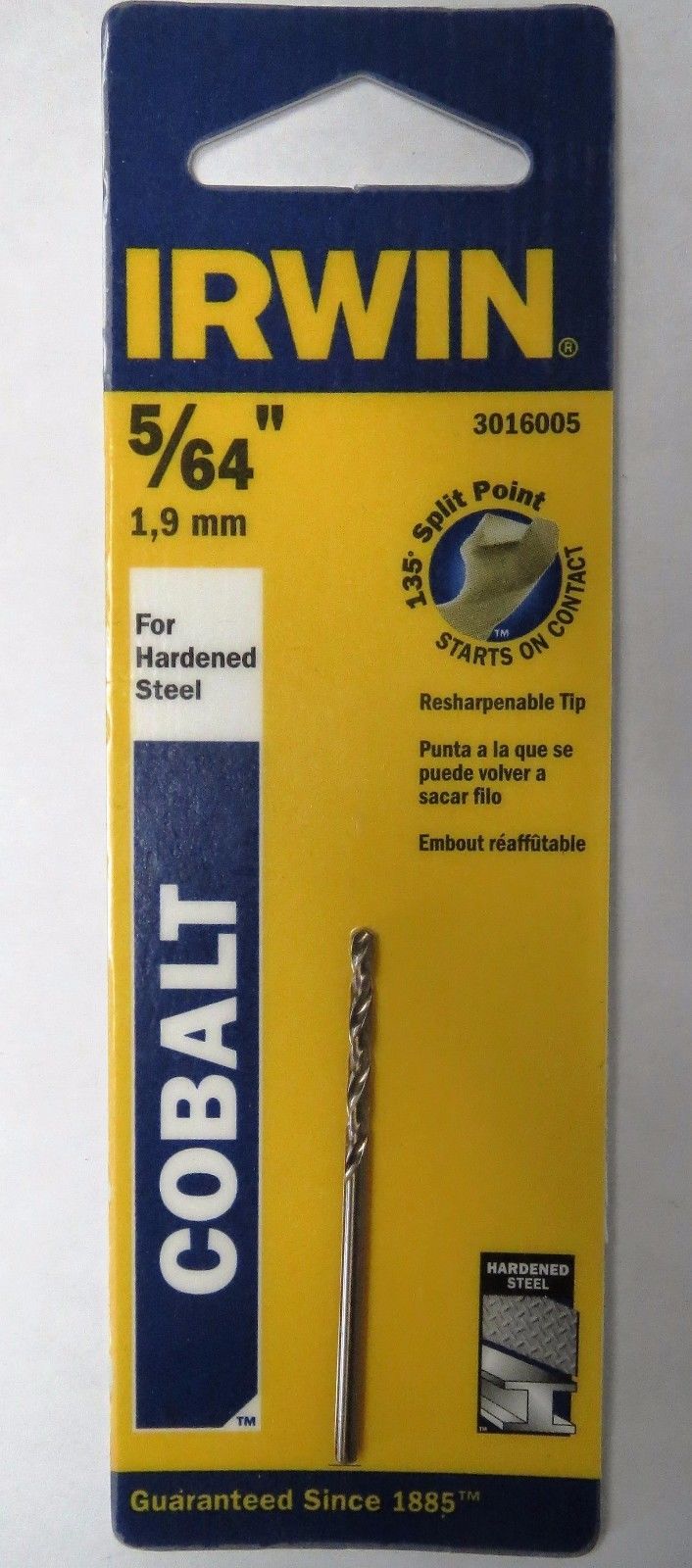 Irwin 3016005 5/64" Cobalt HSS Split Point Drill Bit for Hardened Steel 3PKS