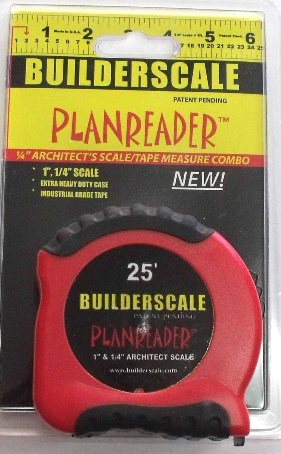 Builderscale 52625 Planreader 25' Tape Measure and 1" & 1/4" Architect Scale USA