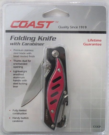 Coast C13CP 4" Closed Folding Knife With Carabiner