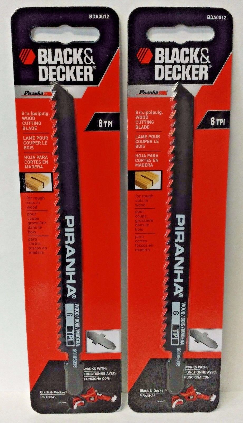 Black & Decker BDA0012 6" x 6 TPI Wood Cutting Piranha Saw Blade 2pk