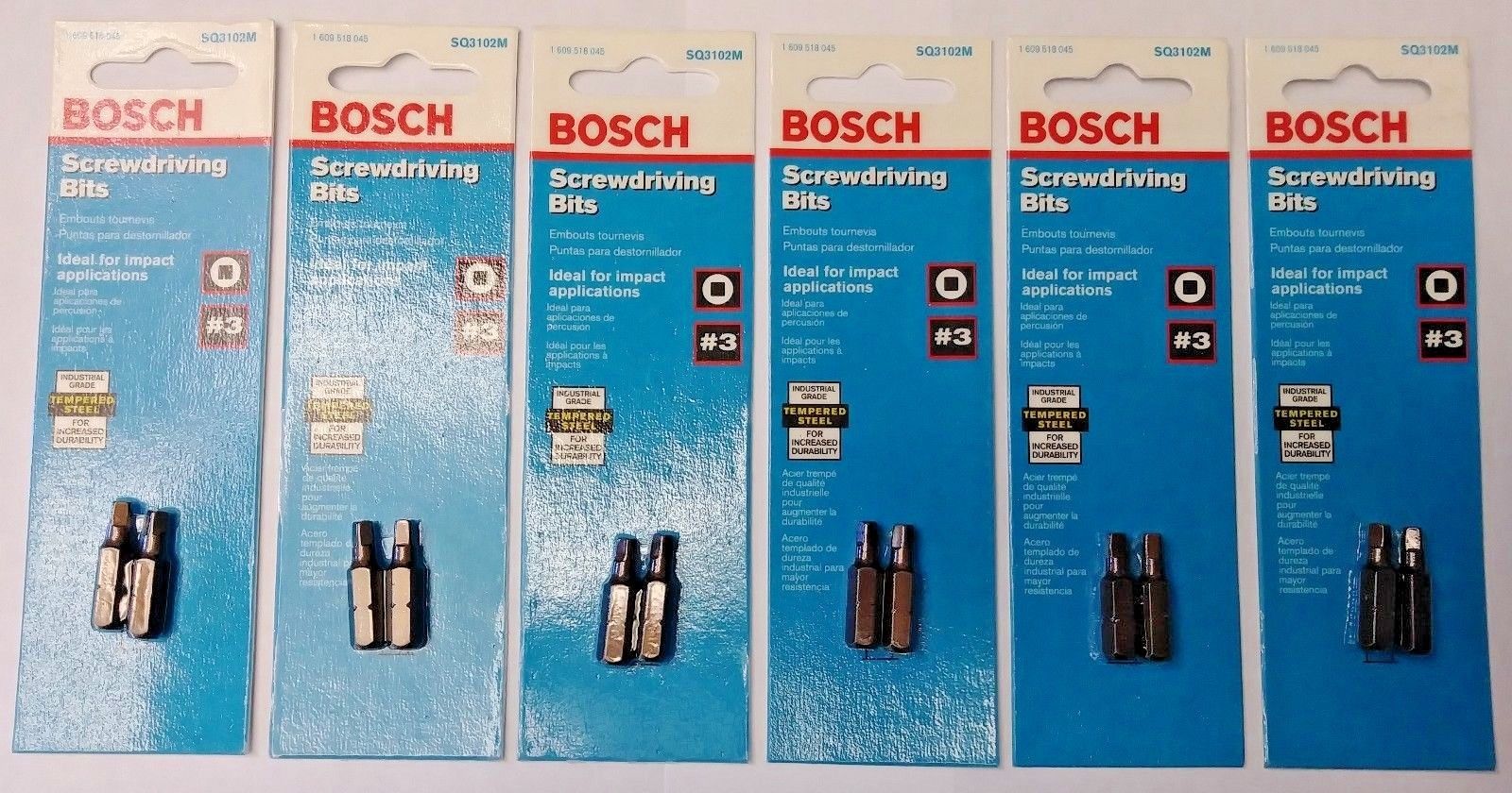 Bosch SQ3102M #3 Square Screwdriving Bits 1" (6 Packs of 2) 12 Bits USA