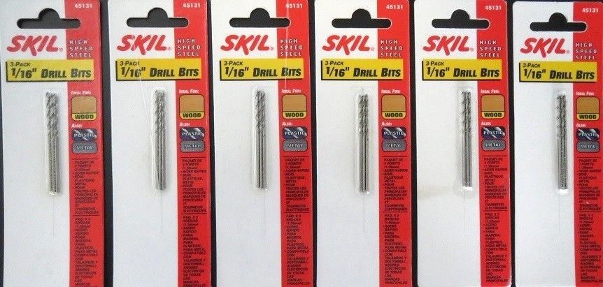 Skil 45131 1/16" HSS Drill Bits 6 Packs of 3