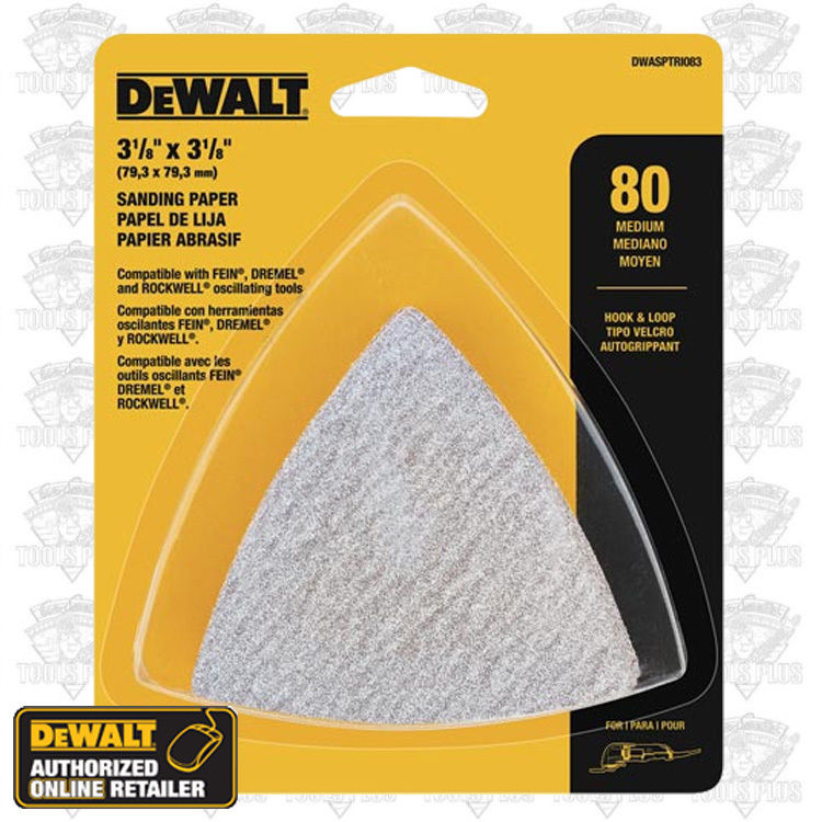 DeWalt DWASPTRI083 3-1/8" x 3-1/8" 12 Pack H&L Triangle 80 Grit Sandpaper 2PKS