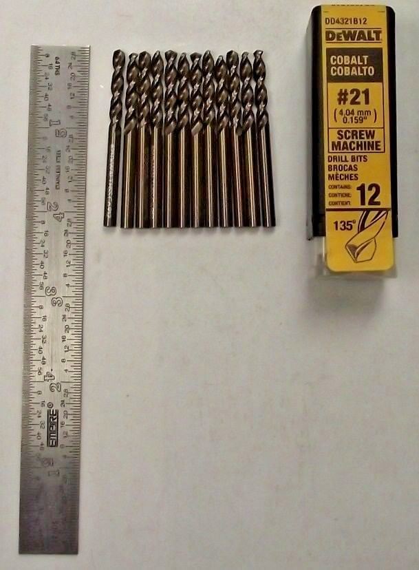 DeWalt DD4321B12 #21 Cobalt Screw Machine Drill Bits 12Pcs. Germany