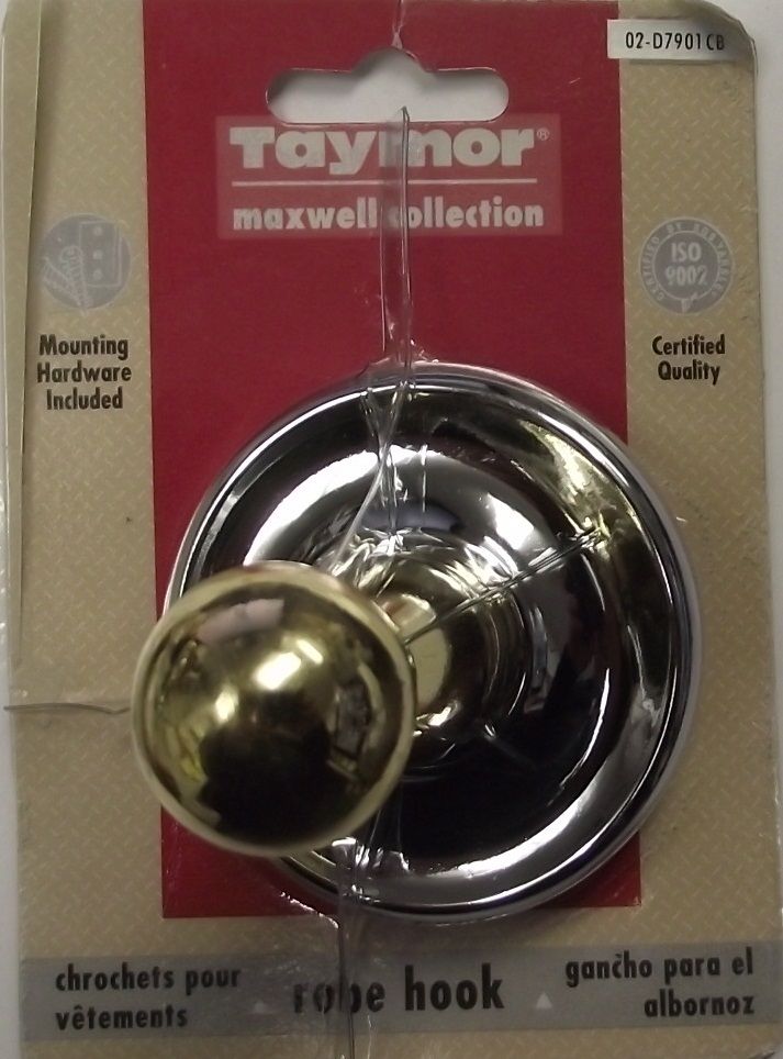 Taymor 02-D7901CB Maxwell Single Robe Hook Polished Chrome Polished Brass