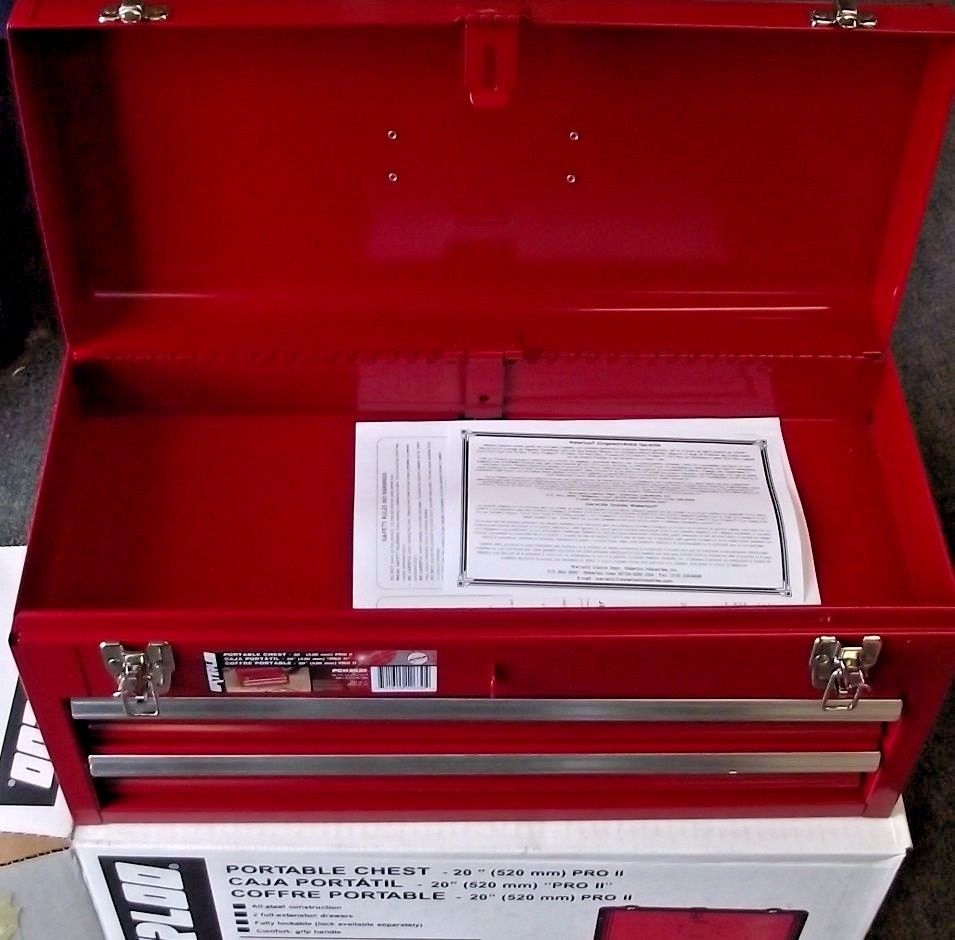 Waterloo PCH2020 20-1/2 L x 8-1/2 W x 9-1/2 High Red 2 Drawer Metal Tool Box