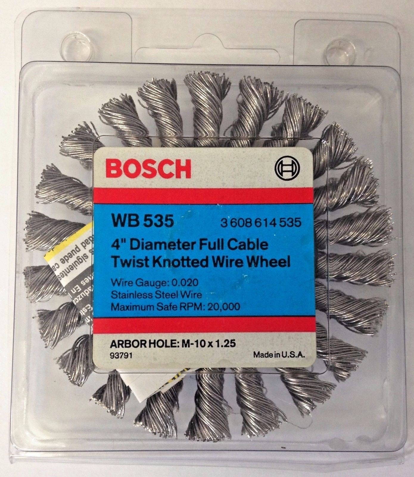 Bosch WB 535 4" Diameter Full Cable Twist Knotted Wire Wheel USA