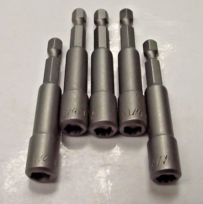Vermont American 4160455 1/4" x 2-9/16" Magnetic Nutsetters USA 5PCS