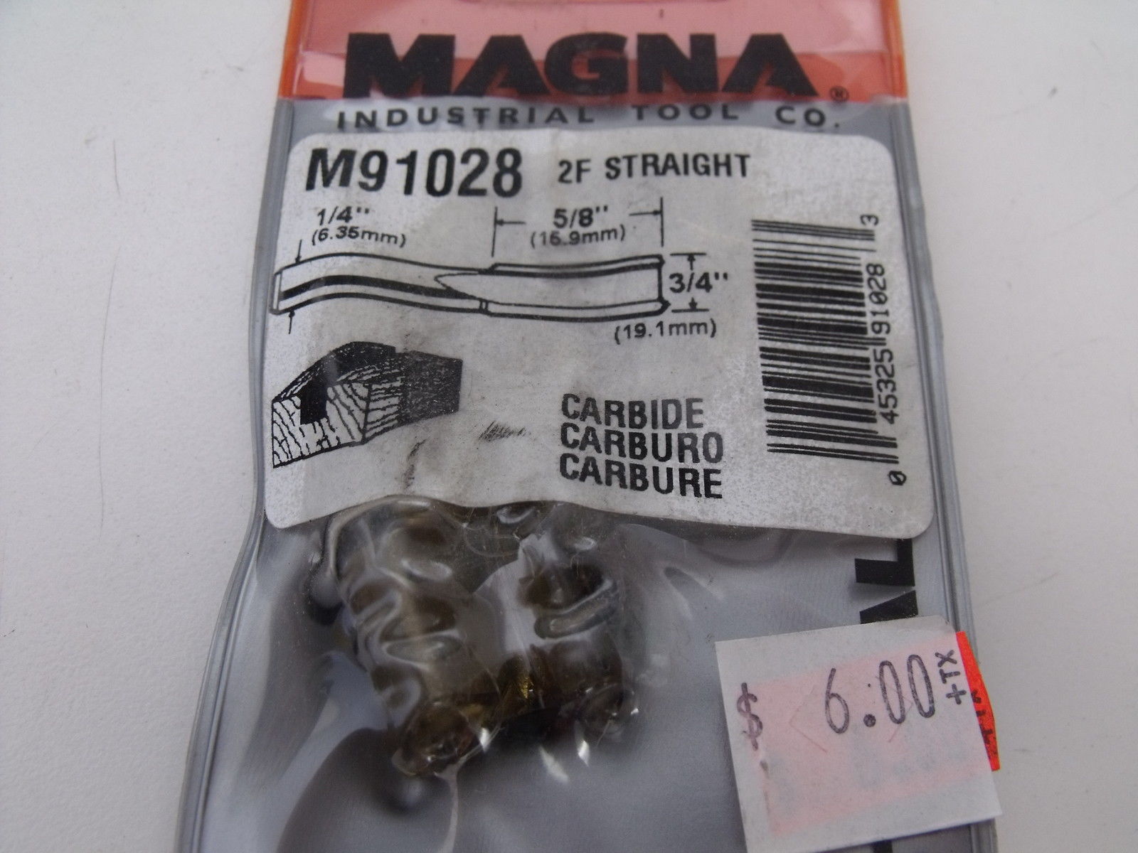 Magna Tool M91028 5/8'' x 3/4'' 2F Straight Router Bit 1/4" Shank USA