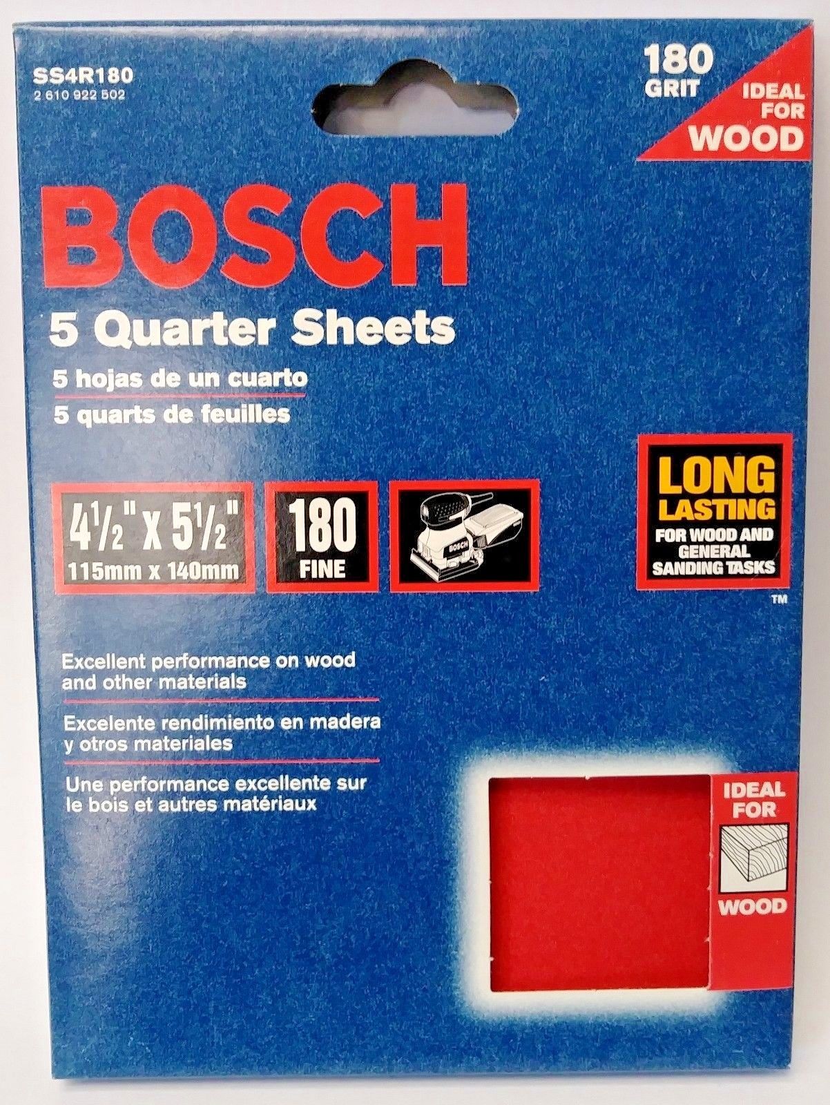 Bosch SS4R180 5 Piece 180 Grit 4-1/4" x 5-1/2" General-Purpose Sanding Sheets