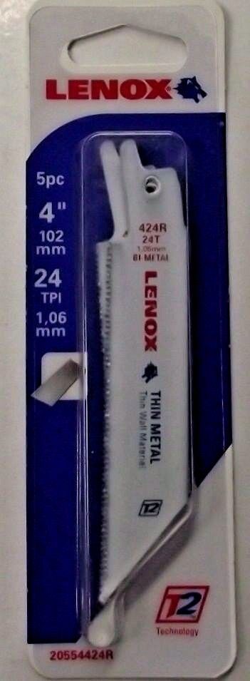 Lenox 20554424R 4" x 24 TPI Metal Cutting Reciprocating Saw Blades 5 Pack USA