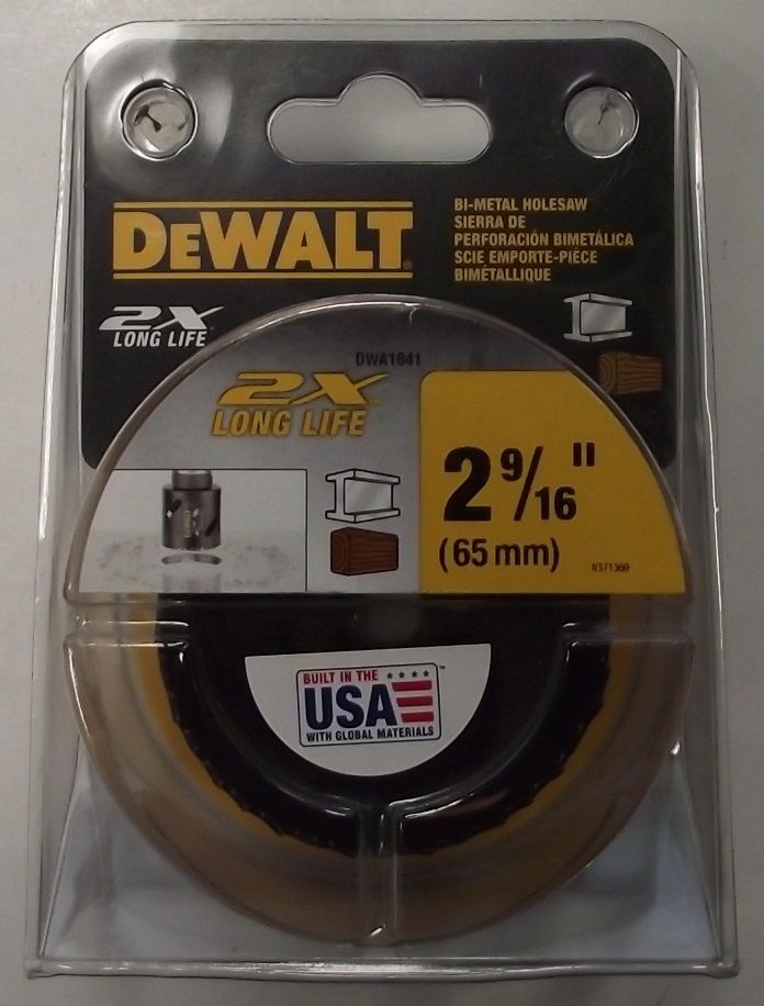 DEWALT DWA1841 2-9/16" (65mm) 2X Hole Saw USA
